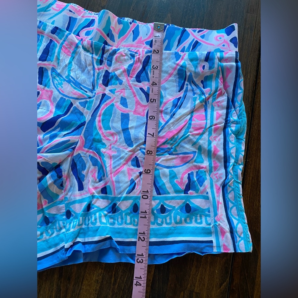 Lilly Pulitzer Floral Pull On Shorts Womens Small Blue Pink All Over Print AOP - Picture 12 of 14